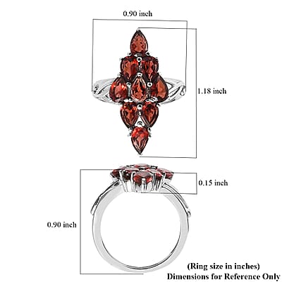 EverTrue Mozambique Garnet 4.15 ctw Elongated Ring in Stainless Steel (Size 6.0)