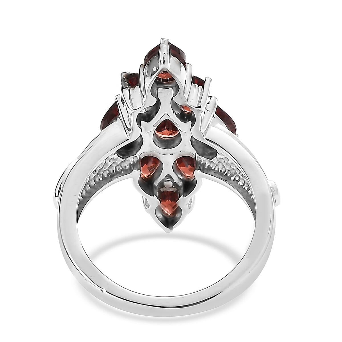 EverTrue Mozambique Garnet 4.15 ctw Elongated Ring in Stainless Steel (Size 7.0)