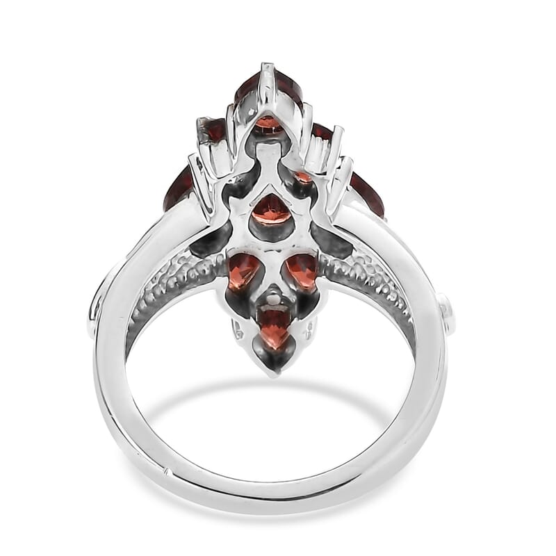 EverTrue Mozambique Garnet 4.15 ctw Elongated Ring in Stainless Steel (Size 7.0)