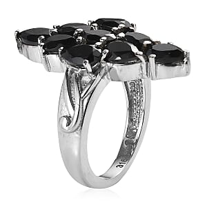 EverTrue Thai Black Spinel 5.00 ctw Elongated Ring in Stainless Steel (Size 7.0)