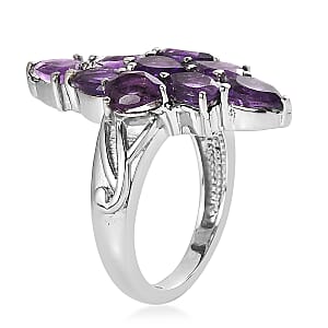 EverTrue African Amethyst 2.80 ctw Elongated Ring in Stainless Steel (Size 9.0)