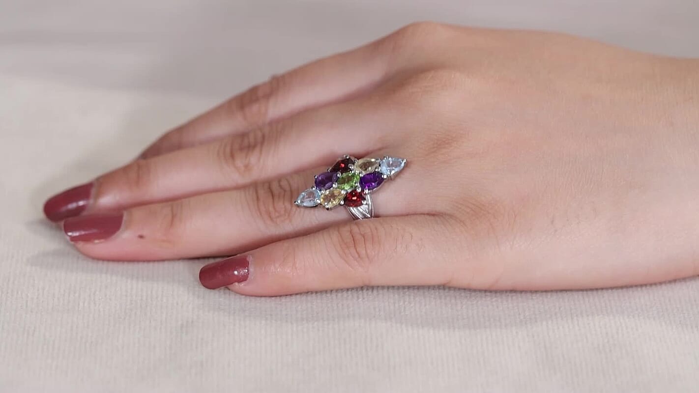 Sky Blue Topaz Elongated Ring in Stainless Steel (Size 10.0) 4.50 ctw