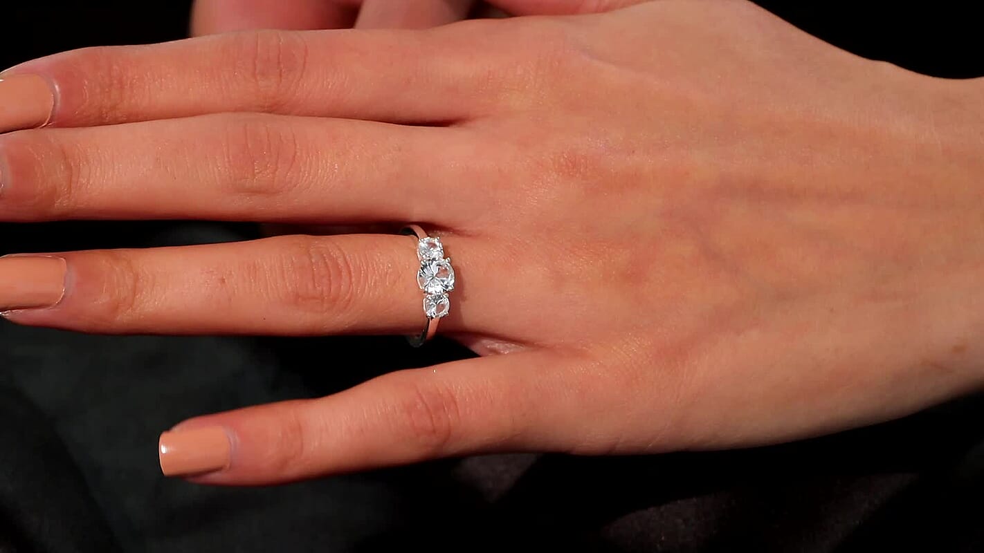 D'Joy Lab Created White Sapphire 1.70 ctw Trilogy Ring in Sterling Silver (Size 10.0)
