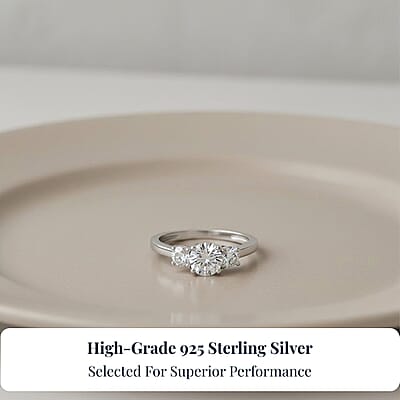 D'Joy Lab Created White Sapphire 1.70 ctw Trilogy Ring in Sterling Silver (Size 10.0)