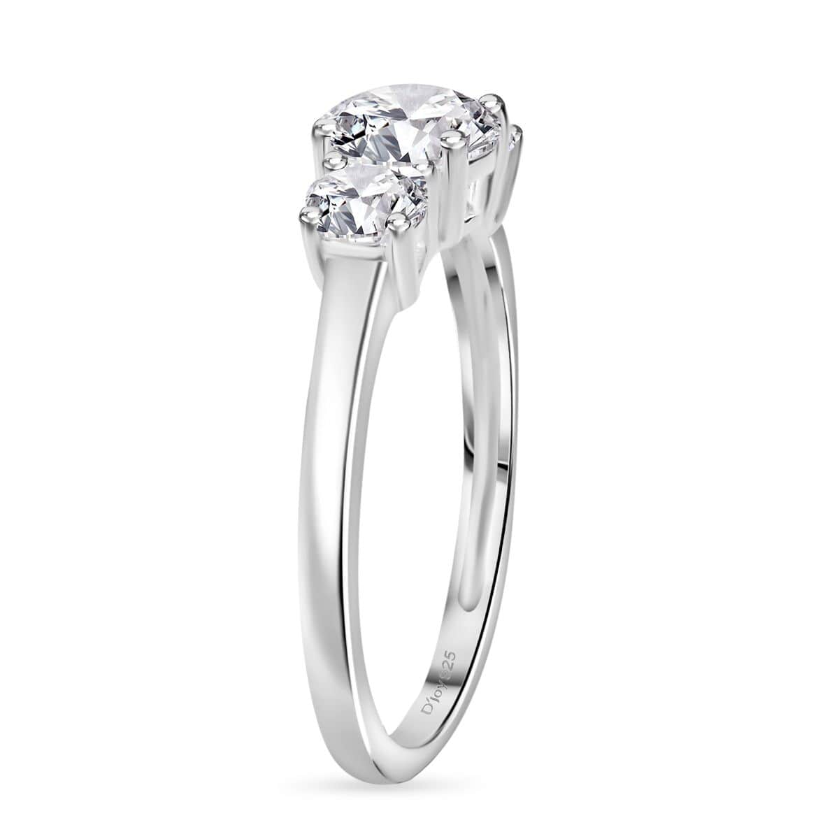 Created White Sapphire  Solitaire Ring  Sterling Silver 1.48 ctw image number 3