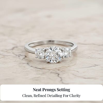 D'Joy Lab Created White Sapphire 1.70 ctw Trilogy Ring in Sterling Silver (Size 10.0)
