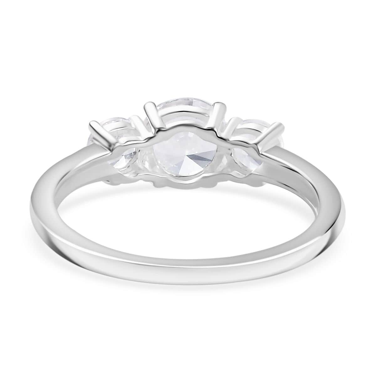 Created White Sapphire  Solitaire Ring  Sterling Silver 1.48 ctw image number 4