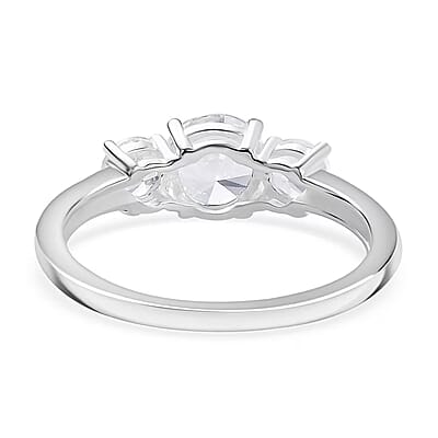 D'Joy Lab Created White Sapphire 1.70 ctw Trilogy Ring in Sterling Silver (Size 10.0)