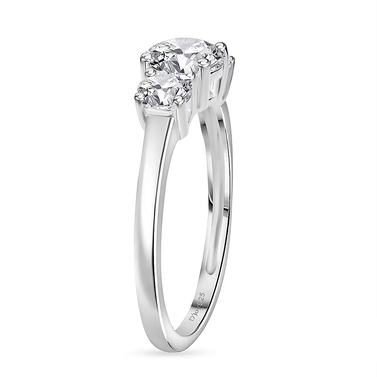 D'Joy Lab Created White Sapphire 1.70 ctw Trilogy Ring in Sterling Silver (Size 6.0) image number 6
