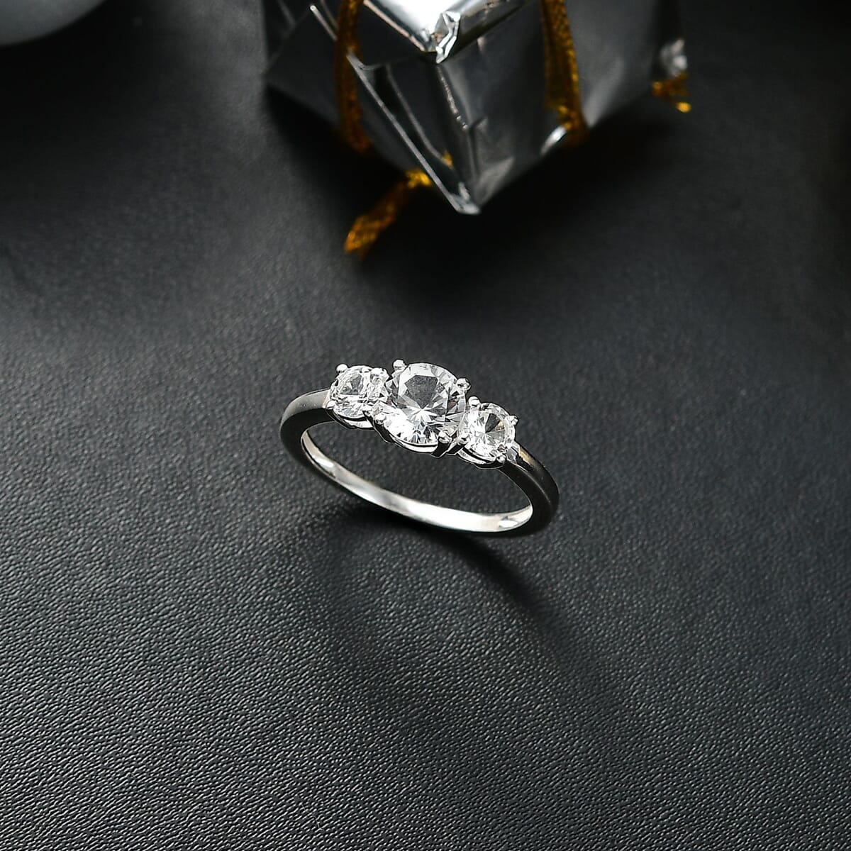 D'Joy Lab Created White Sapphire 1.70 ctw Starlit Sky Ring in Sterling Silver (Size 7.0) image number 1
