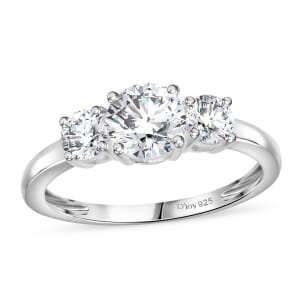 D'Joy Lab Created White Sapphire 1.70 ctw Trilogy Ring in Sterling Silver (Size 8.0)