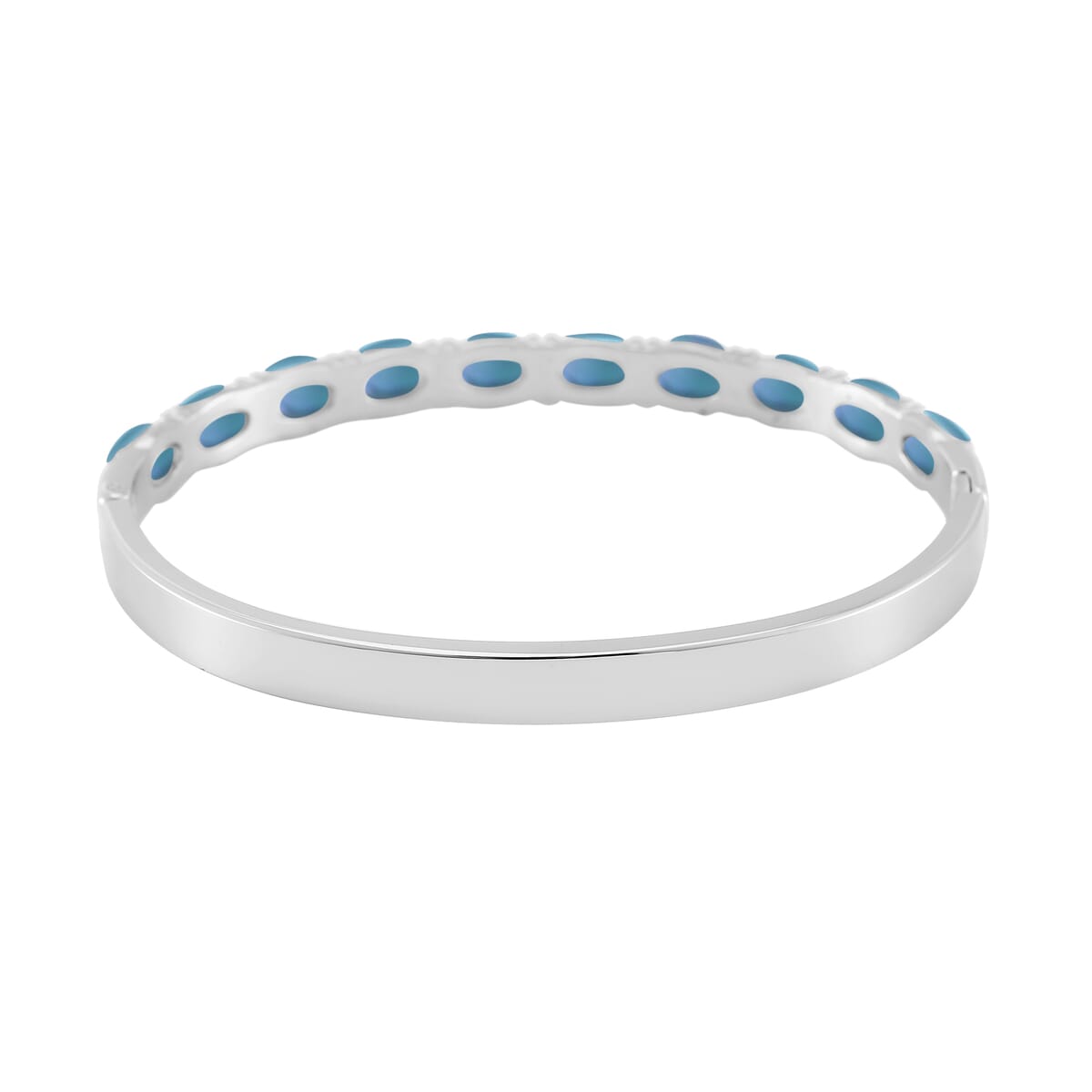 Value Buy Green Magic Simulated Opal Resin Bangle Bracelet in Stainless Steel (7.50 In) image number 4