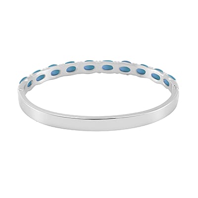 Green Magic Simulated Opal Resin Bangle Bracelet in Stainless Steel (7.50 In)