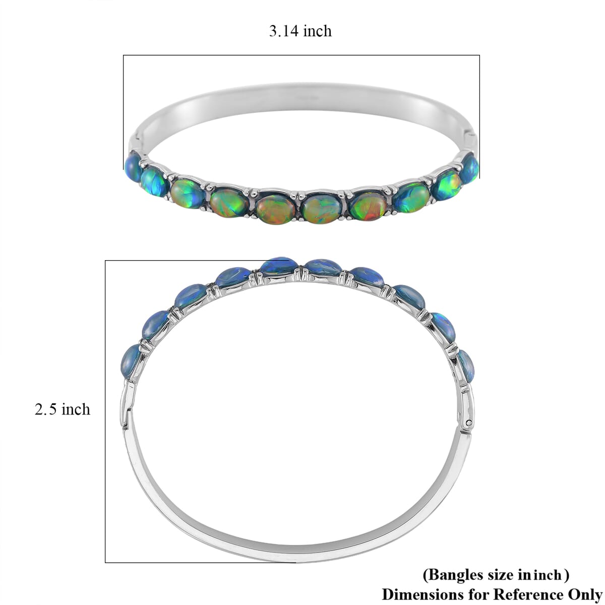 Value Buy Green Magic Simulated Opal Resin Bangle Bracelet in Stainless Steel (7.50 In) image number 5