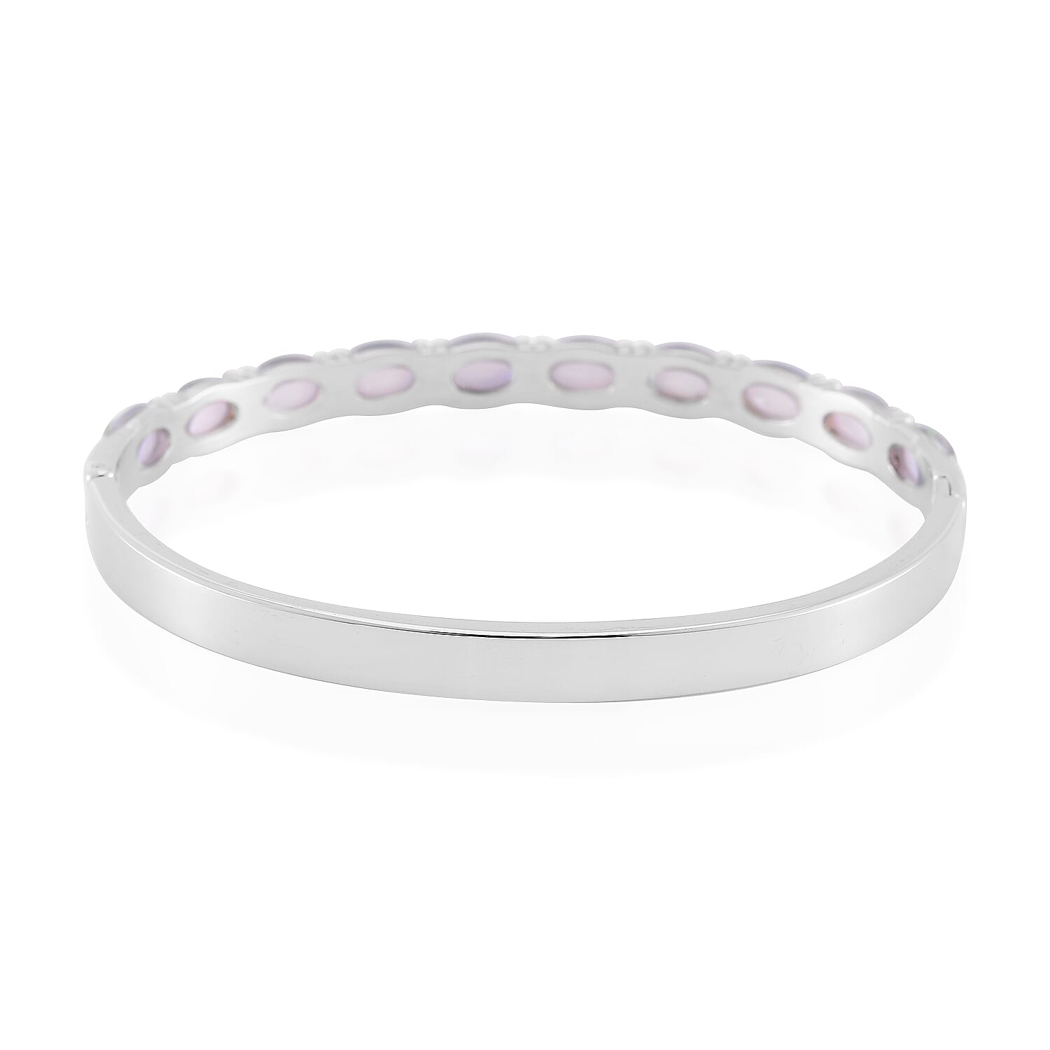 White Aurora Borealis Magic Simulated Opal Resin Bangle Bracelet in Stainless Steel (7.50 In)