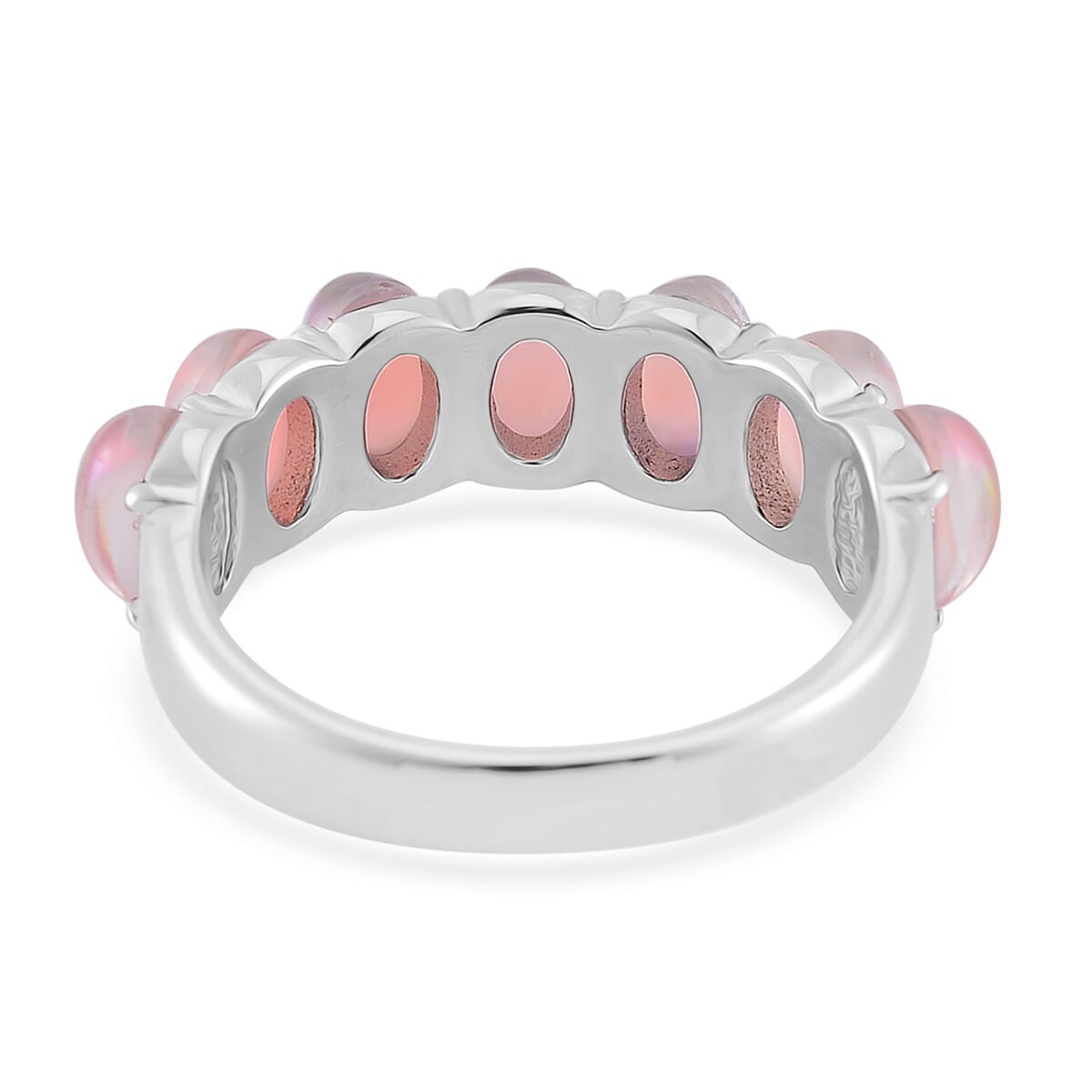 Pink Magic Simulated Opal Resin 7 Stone Ring in Stainless Steel (Size 7.0) image number 4