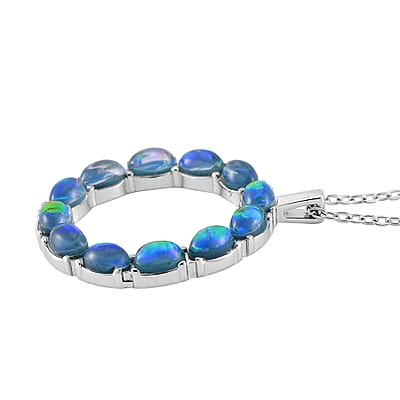 Green Color Simulated Opal Resin Necklace in Stainless Steel 20-22 Inches