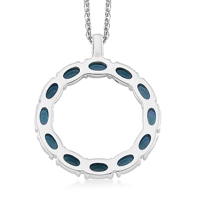 Green Color Simulated Opal Resin Necklace in Stainless Steel 20-22 Inches