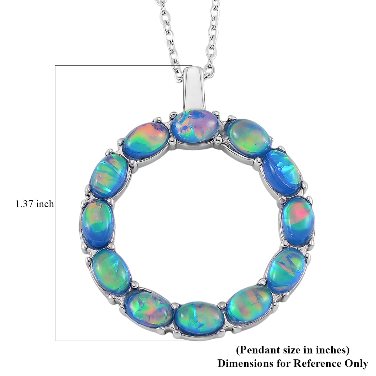 Blue Magic Simulated Opal Resin Necklace in Stainless Steel 20-22 Inches image number 6