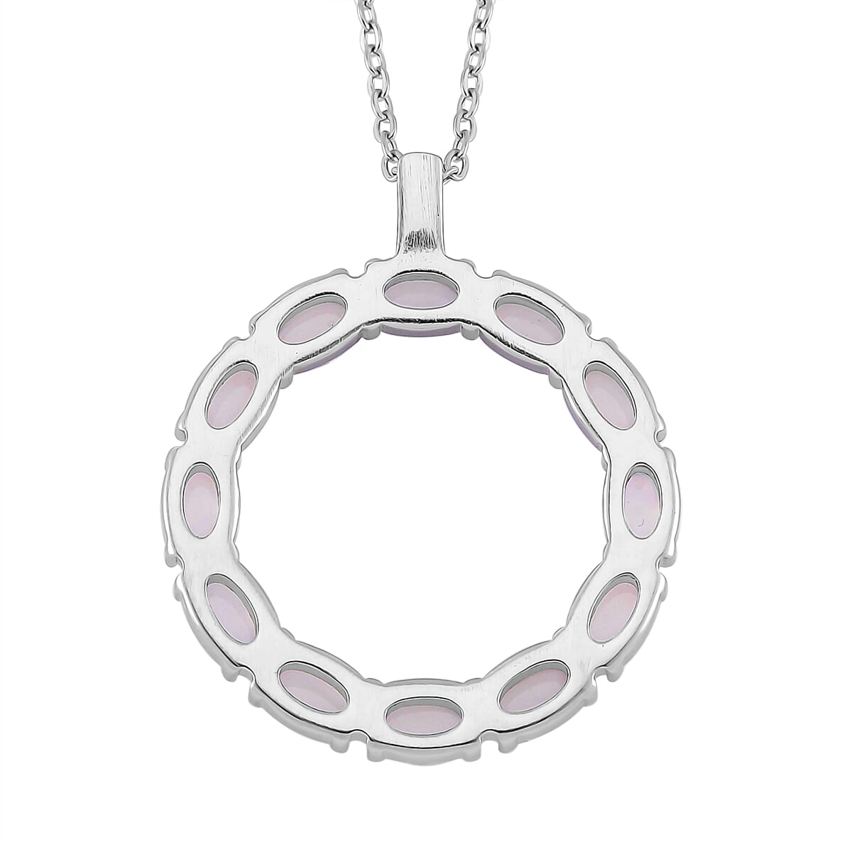 Multi Color Simulated Opal Resin Necklace in Stainless Steel 20-22 Inches image number 4