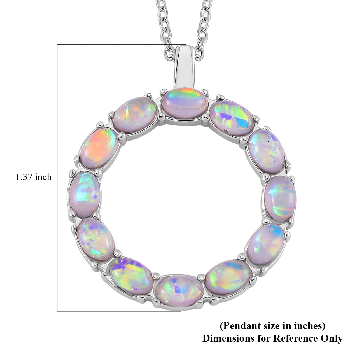 Multi Color Simulated Opal Resin Necklace in Stainless Steel 20-22 Inches image number 6