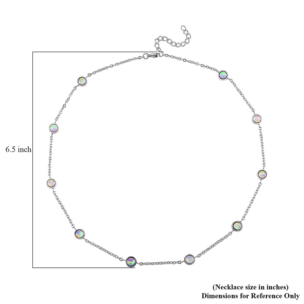 White Aurora Borealis Simulated Opal Resin Station Necklace in Stainless Steel 20-22 Inches image number 5