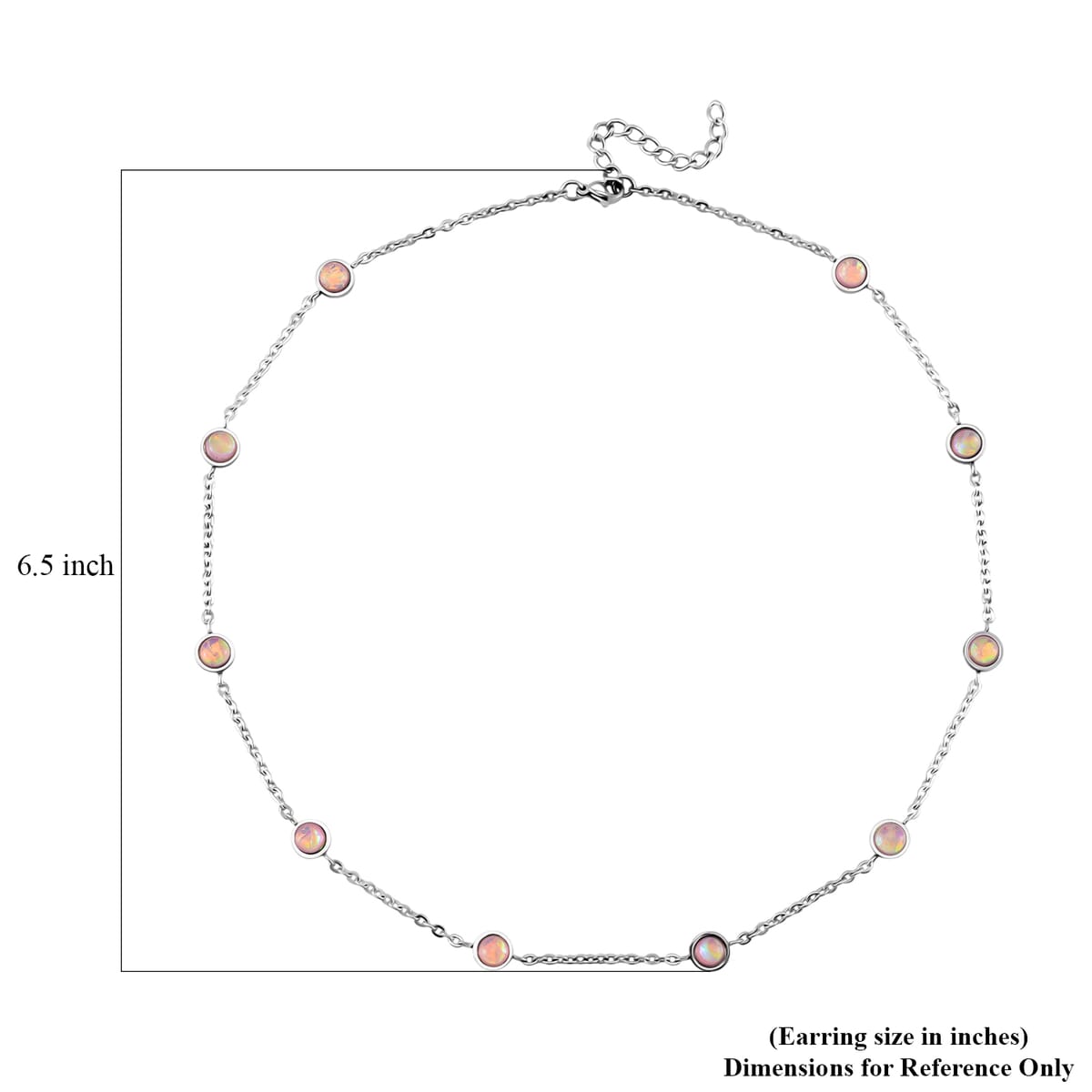 Pink Simulated Opal Resin Station Necklace in Stainless Steel 20-22 Inches image number 5