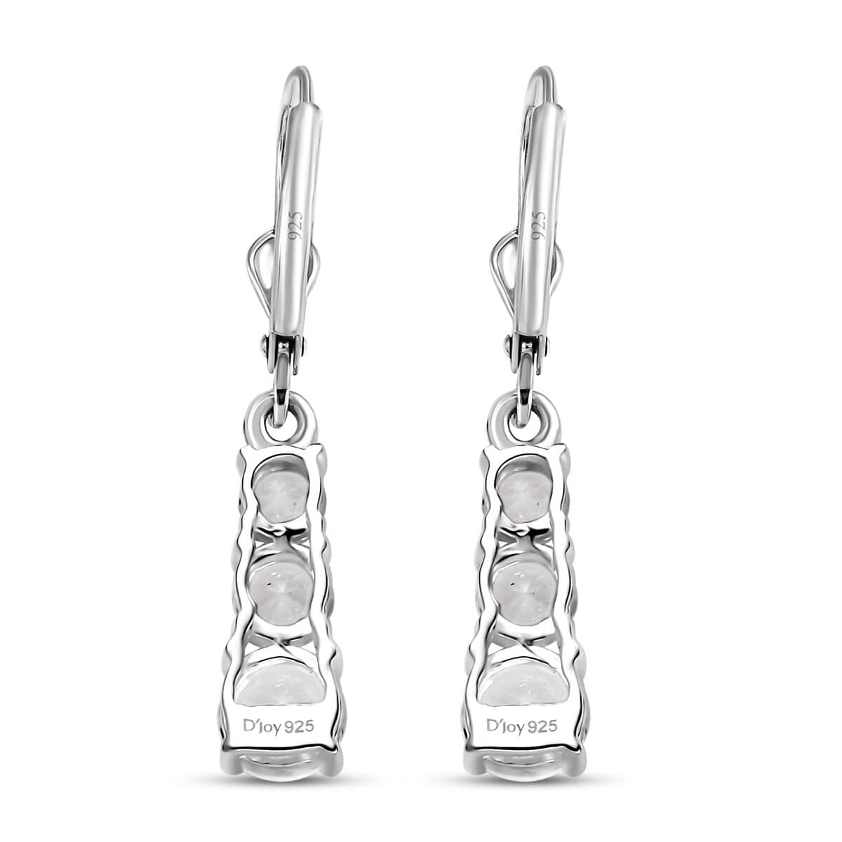 Lab Created White Sapphire 2.20 ctw Lever Back Earrings in Sterling Silver image number 3