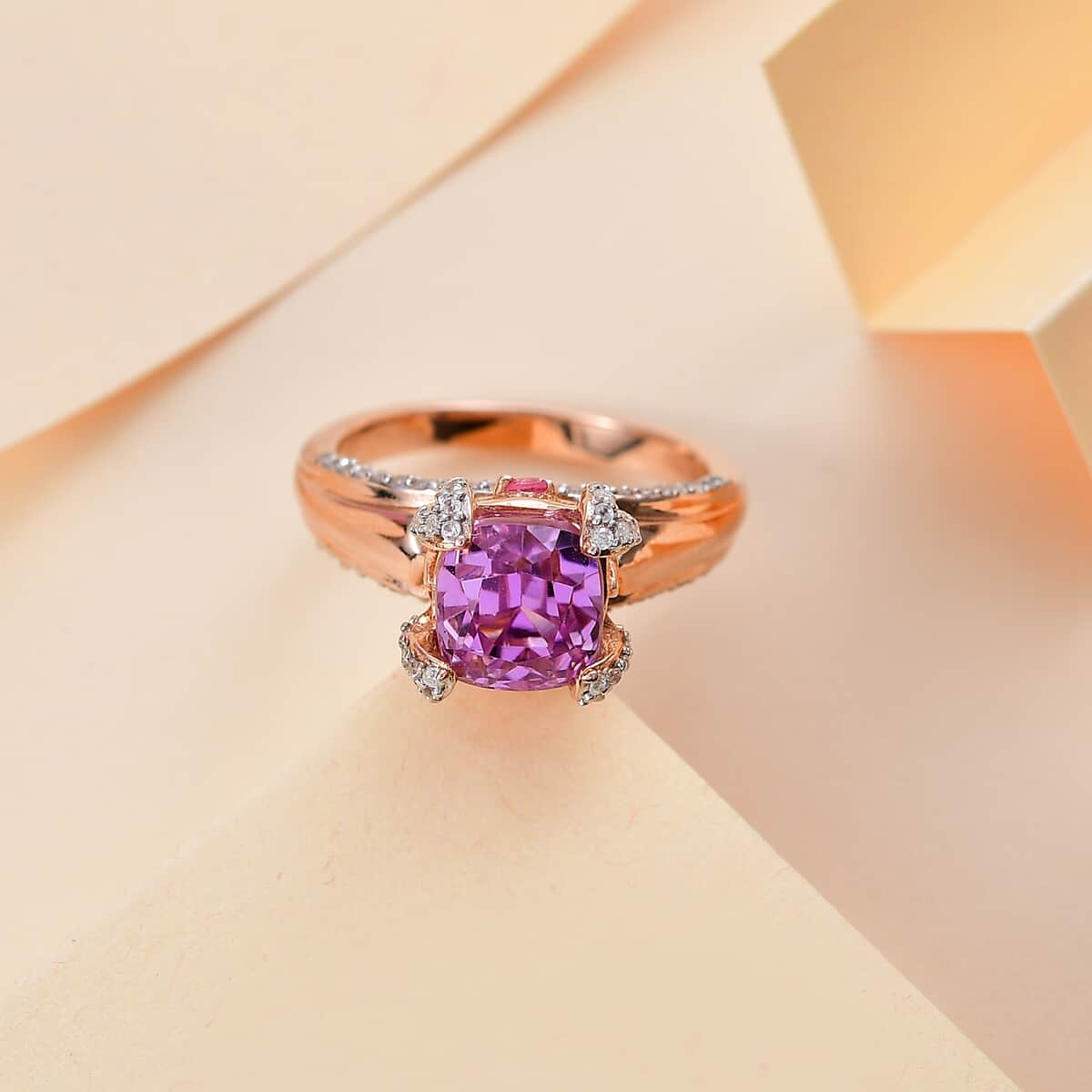 Patroke Kunzite, Multi Gemstone Ring in 18K Vermeil RG Over Sterling Silver (Size 8.0) 4.15 ctw image number 1