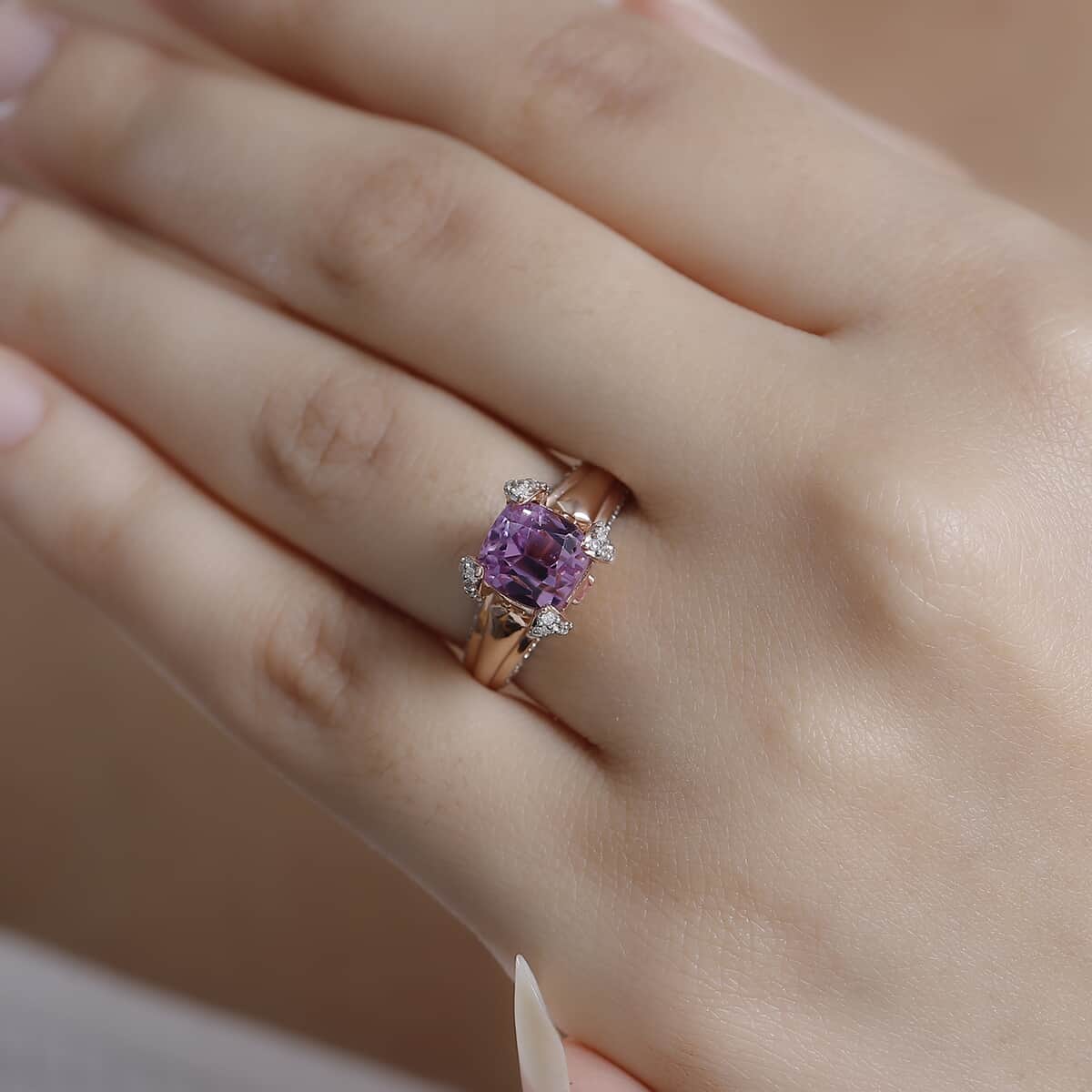 Patroke Kunzite, Multi Gemstone Ring in 18K Vermeil RG Over Sterling Silver (Size 8.0) 4.15 ctw image number 2