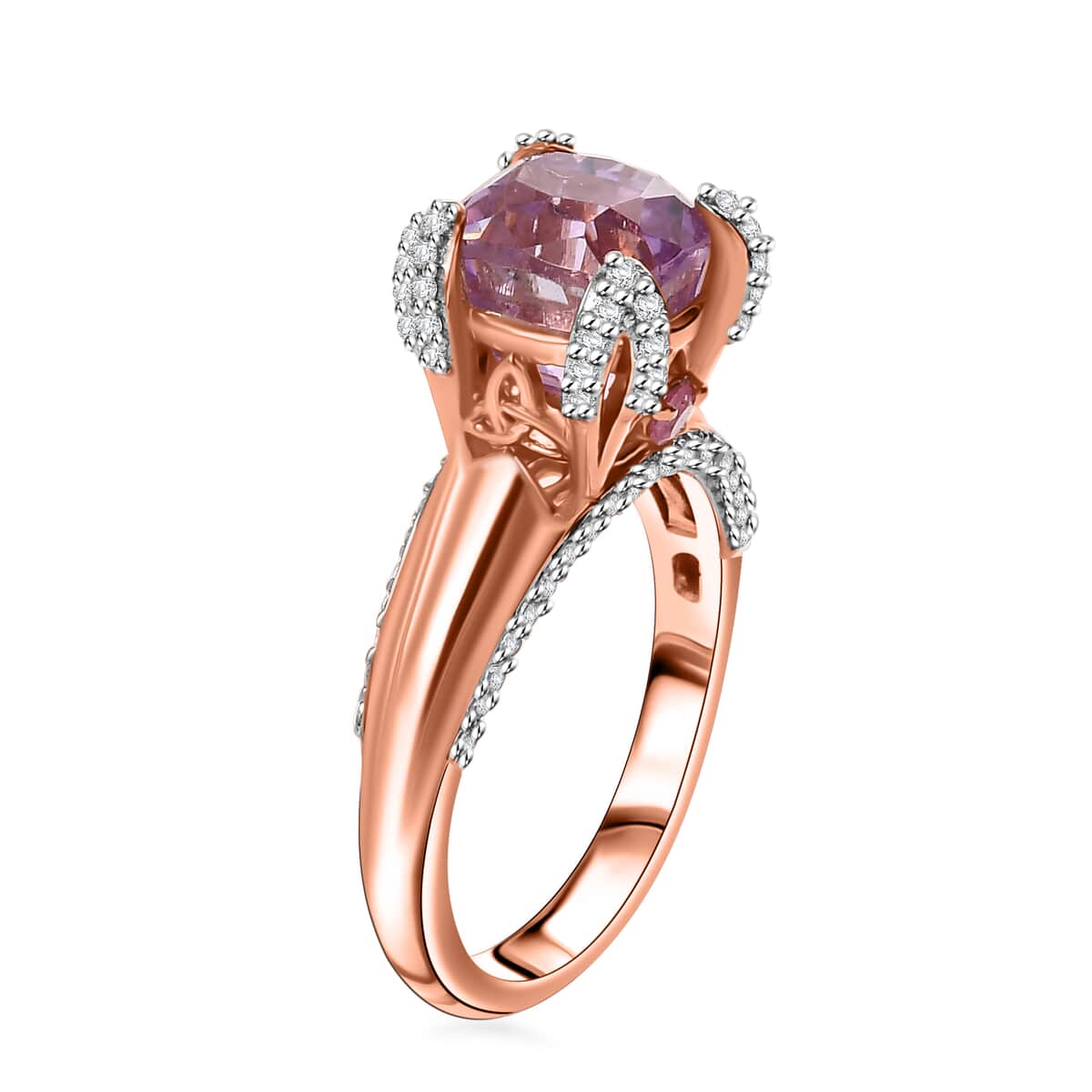 Patroke Kunzite, Multi Gemstone Ring in 18K Vermeil RG Over Sterling Silver (Size 8.0) 4.15 ctw image number 3