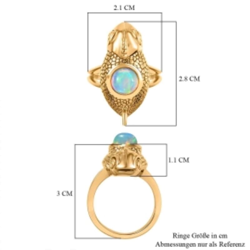GP Ethiopian Welo Opal and Kanchanaburi Blue Sapphire 1.23 ctw Ring in 18K Vermeil Yellow Gold Over Sterling Silver (Size 9.0)