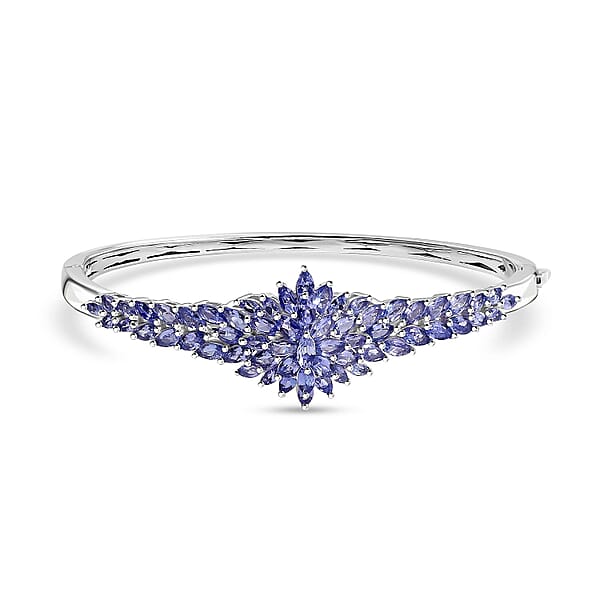 Tanzanite 0.50 ctw Stud Earrings in Rhodium Over Sterling Silver