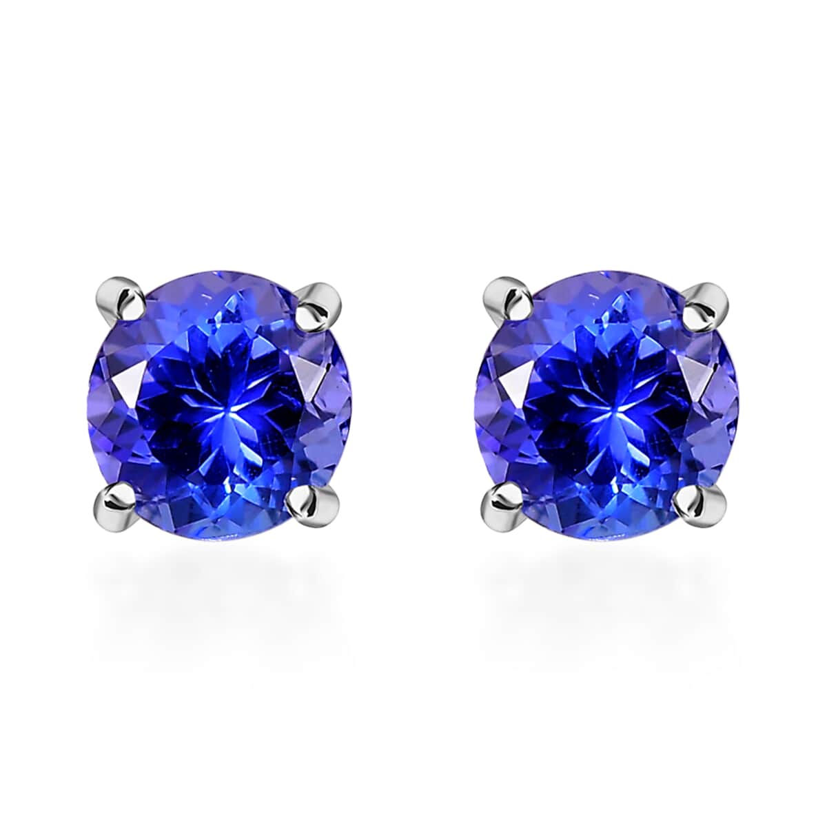 Premium Tanzanite 1.75 ctw Solitaire Stud Earrings in Rhodium Over Sterling Silver image number 0