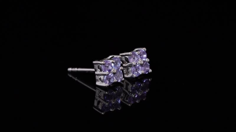D'Joy Tanzanite 0.50 ctw Stud Earrings in Rhodium Over Sterling Silver