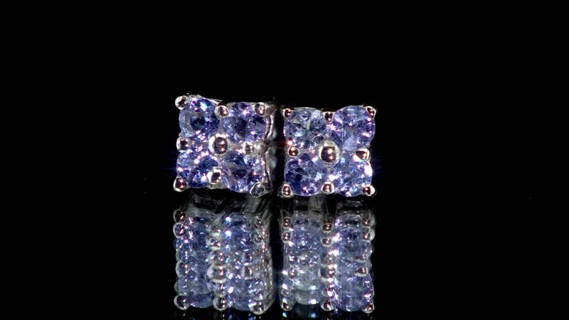 D'Joy Tanzanite 0.50 ctw Stud Earrings in Rhodium Over Sterling Silver