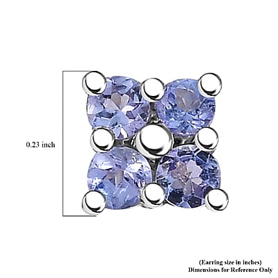 D'Joy Tanzanite 0.50 ctw Stud Earrings in Rhodium Over Sterling Silver