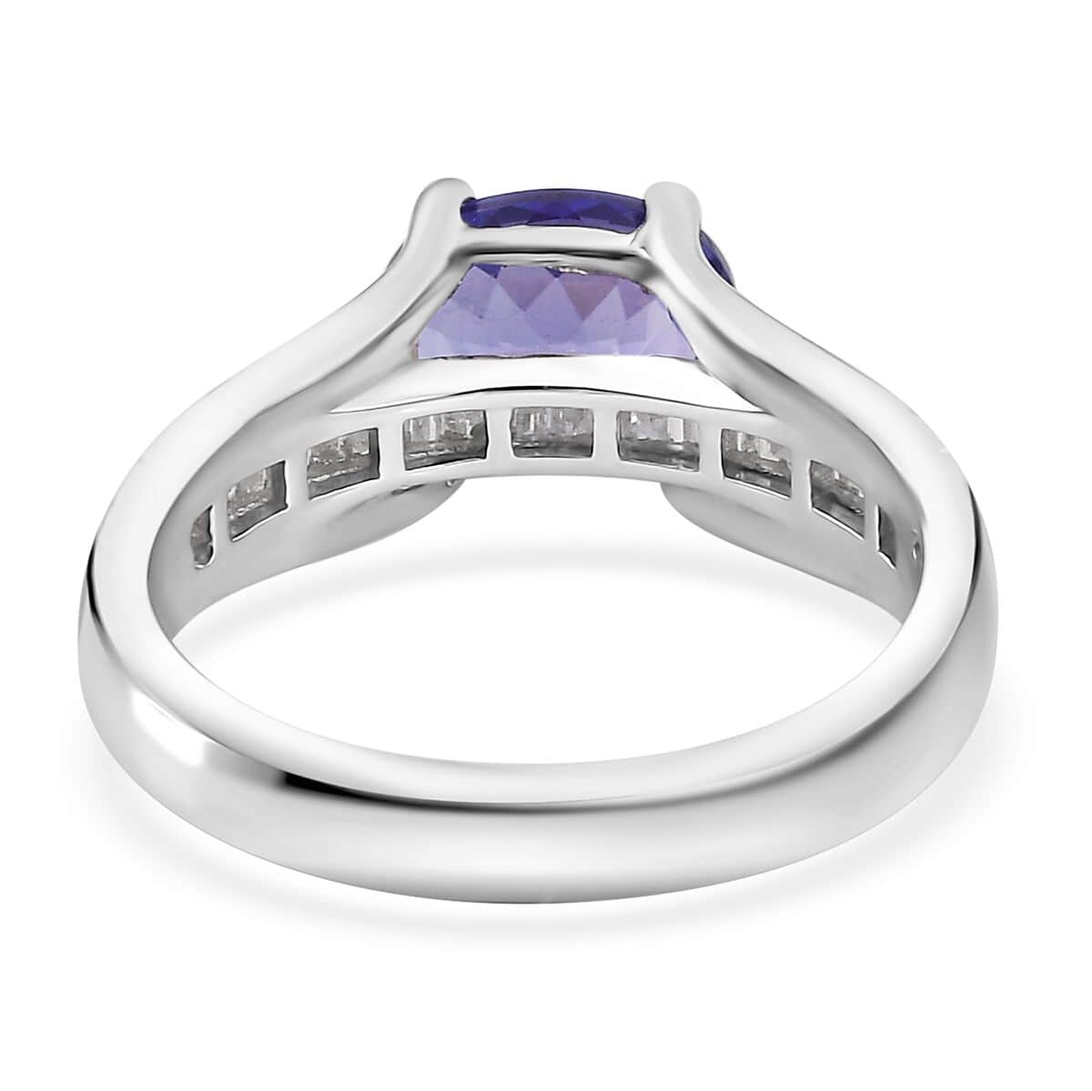 Tanzanite and Diamond 2.00 ctw Bridge Ring in Rhodium Over Sterling Silver (Size 10.0) image number 4