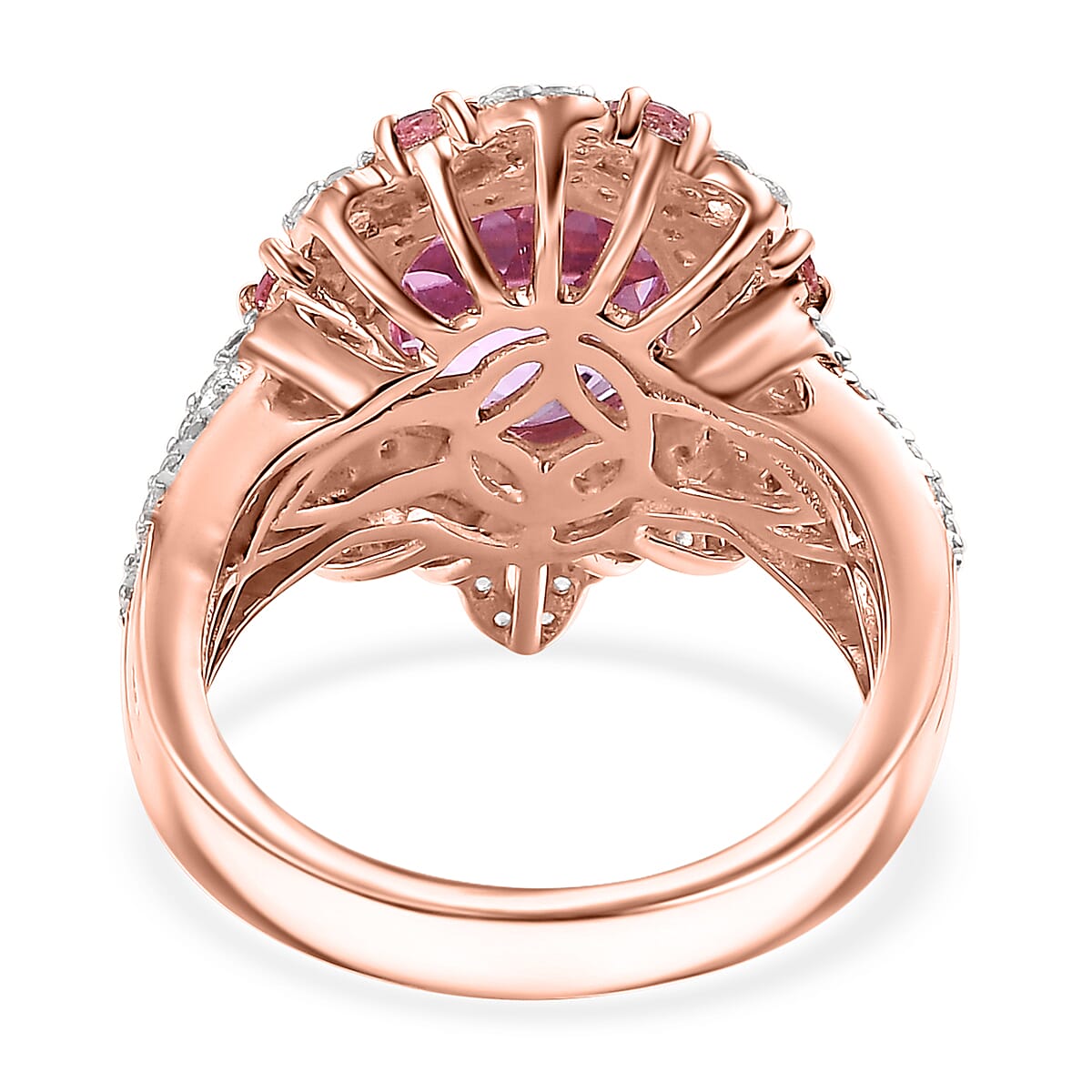 Patroke Kunzite and Multi Gemstone 6.40 ctw Enchanted Blossom Ring in 18K Vermeil Rose Gold Over Sterling Silver (Size 9.0) image number 4