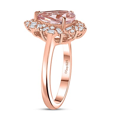 D'Joy Premium Pink Morganite and Moissanite 2.00 ctw Ring in 18K Vermeil Rose Gold Over Sterling Silver (Size 10.0)