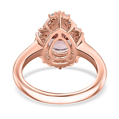 D'Joy Premium Pink Morganite and Moissanite 2.00 ctw Ring in 18K Vermeil Rose Gold Over Sterling Silver (Size 10.0)