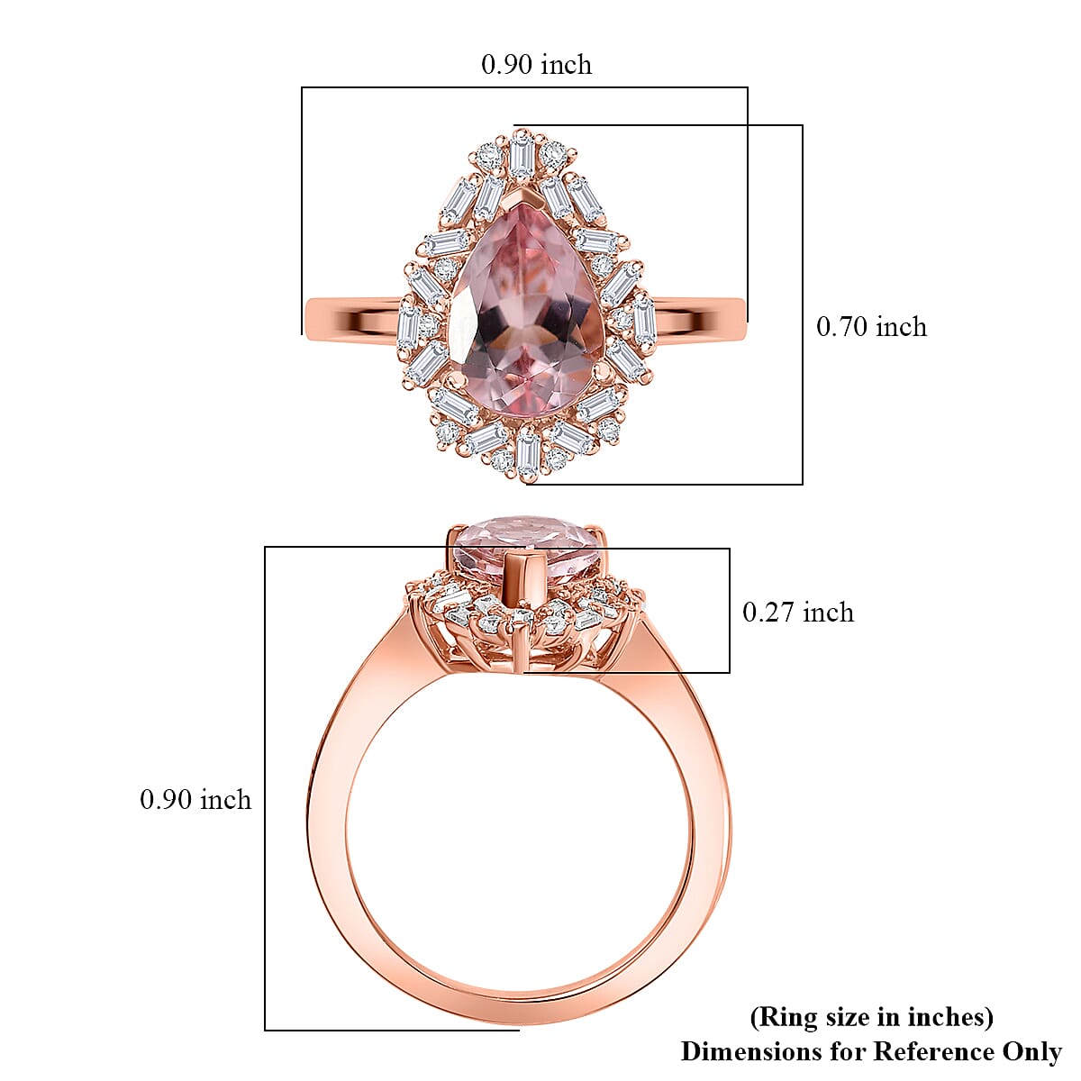 D'Joy Premium Pink Morganite and Moissanite 2.00 ctw Ring in 18K Vermeil Rose Gold Over Sterling Silver (Size 10.0)