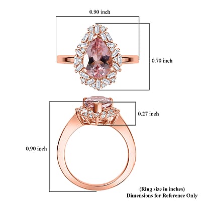 D'Joy Premium Pink Morganite and Moissanite 2.00 ctw Ring in 18K Vermeil Rose Gold Over Sterling Silver (Size 10.0)