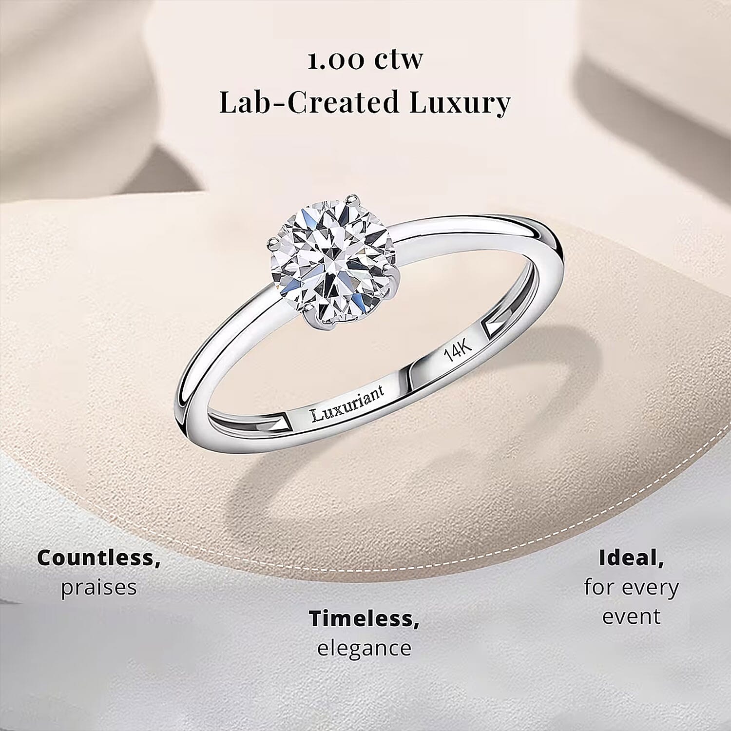 Luxuriant Lab Grown Diamond SI 1.00 ctw Solitaire Ring in 14K White Gold (Size 10.0) (Del. In 8-10 Days)