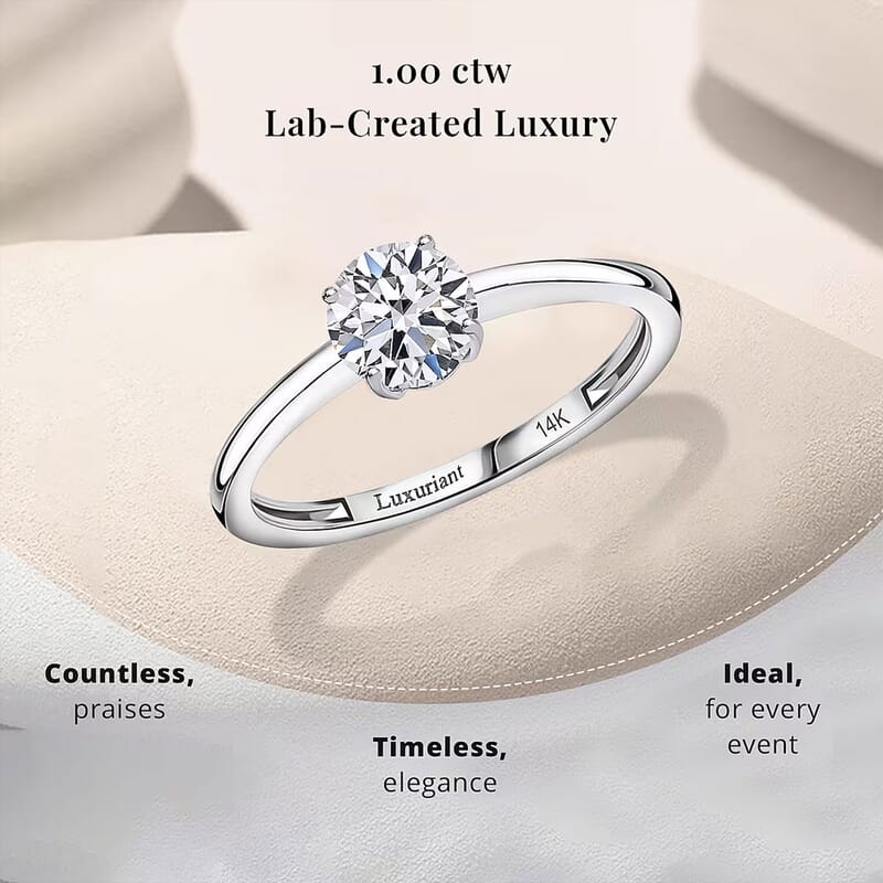 Luxuriant Lab Grown Diamond SI 1.00 ctw Solitaire Ring in 14K White Gold (Size 10.0)