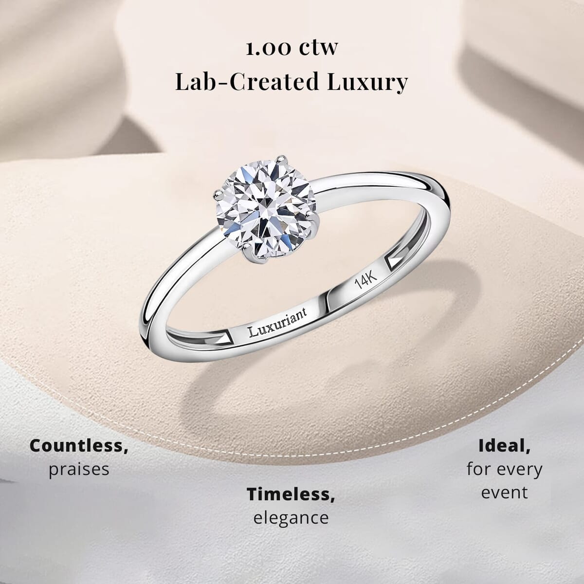 Luxuriant Lab Grown Diamond SI 1.00 ctw Solitaire Ring in 14K White Gold (Size 10.0) image number 2