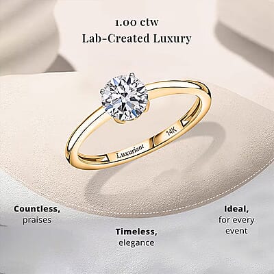 Luxuriant Lab Grown Diamond SI 1.00 ctw Solitaire Ring in 14K Yellow Gold (Size 10.0)