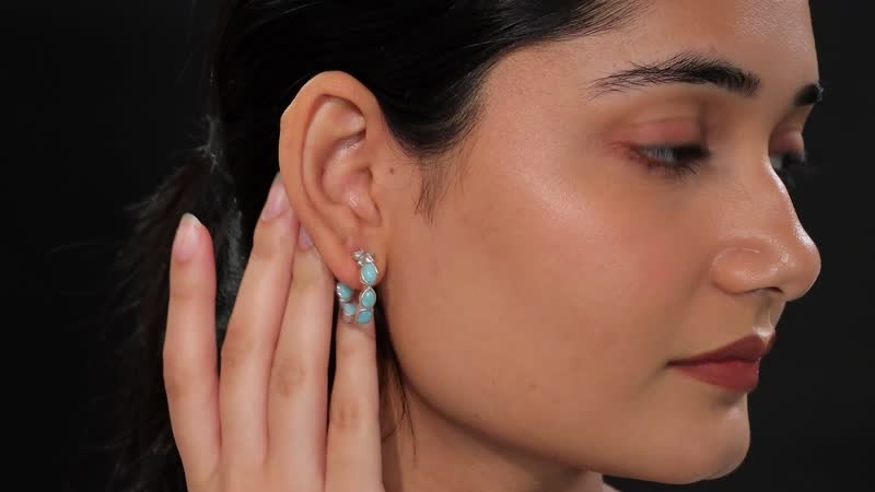D'Joy Natural Green Larimar 6.00 ctw Starfish Earrings in Rhodium Over Sterling Silver