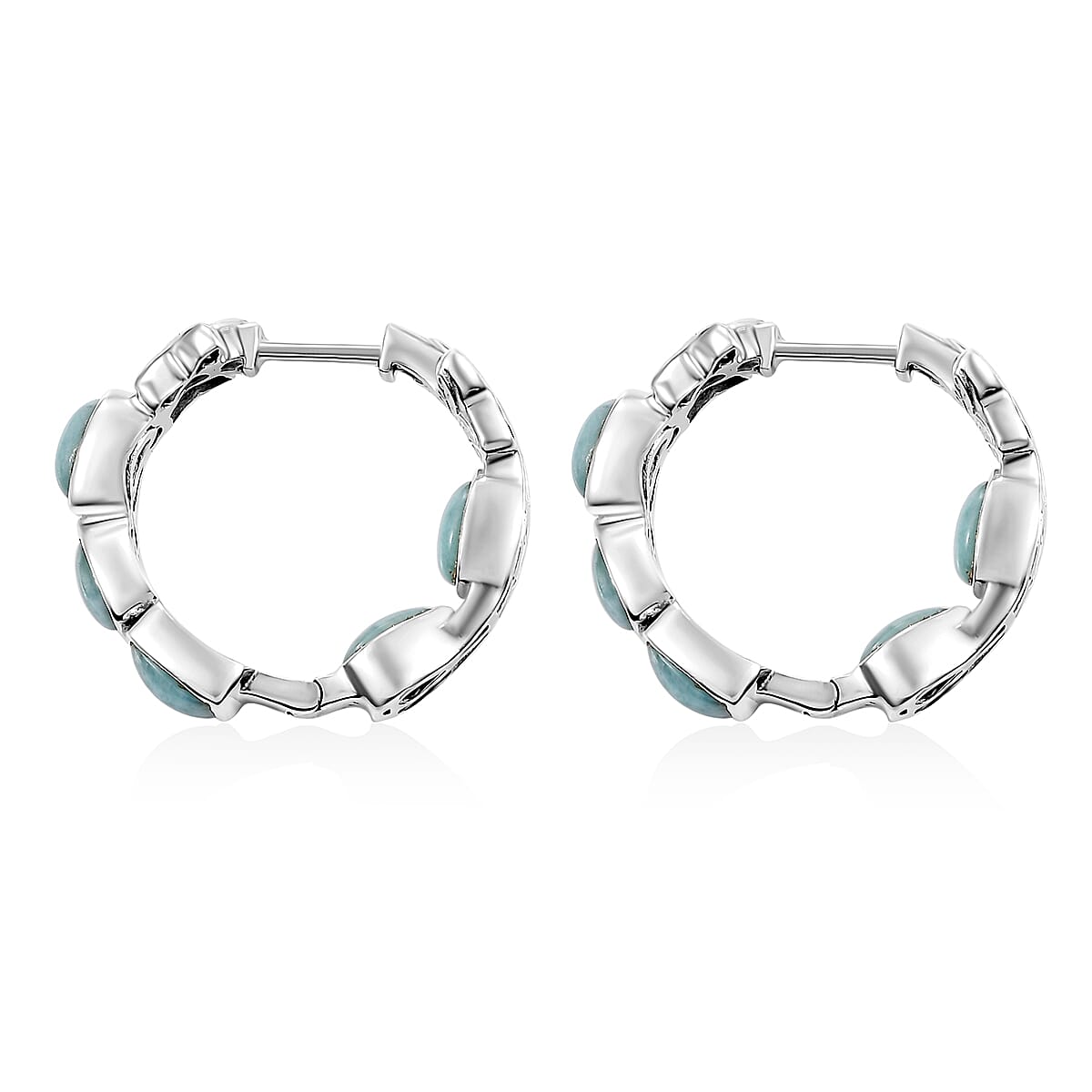 D'Joy Natural Green Larimar 6.00 ctw Starfish Earrings in Rhodium Over Sterling Silver