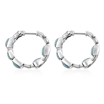 D'Joy Natural Green Larimar 6.00 ctw Starfish Earrings in Rhodium Over Sterling Silver